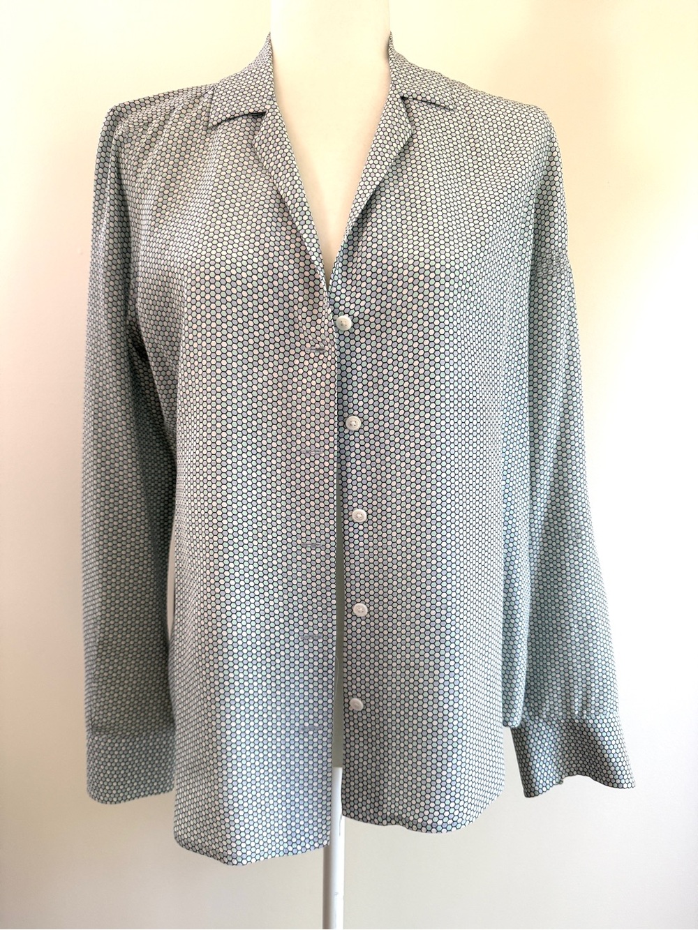 Equipment Femme 100% Silk Honeycomb Print Blouse | Size S - Picture 3 of 11